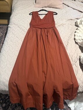 En Saison Rust Red Sleeveless V-Neck A-Line Wedding Dress